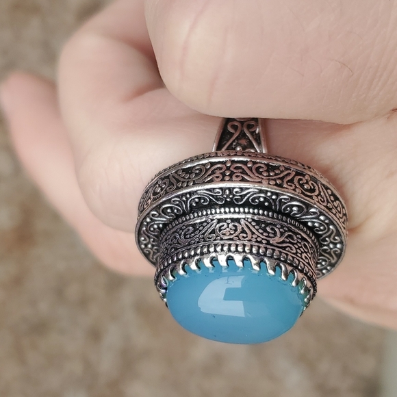 New Oversized Chalcedony 925 Silver Statement Ring. - Picture 4 of 10
